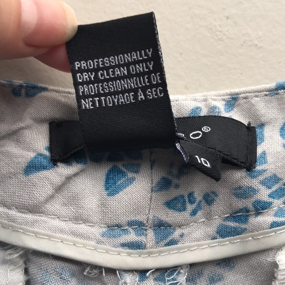 SANDRO linen blend high waist blue floral mosaic print shorts 10 - Picture 9 of 10